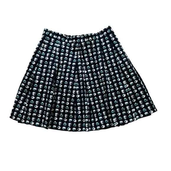 Banana Republic Skirt Navy Blue Green White Circle Print Pleated Pockets Size 6 - Picture 12 of 12